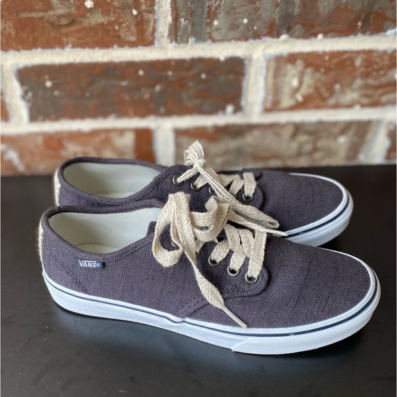Vans Dark Gray with Hemp Rope Detail Low Top Lace Up Sneakers Size 7.5 - Picture 1 of 14